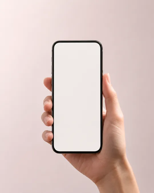 Someone holding their phone, reading an example scheduling text from Benchmark Health